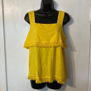 J. Crew Bright Yellow Fringe Tank Top Sleeveless Muscle Shirt - NWT